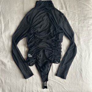Black Sheer Long Sleeve Bodysuit